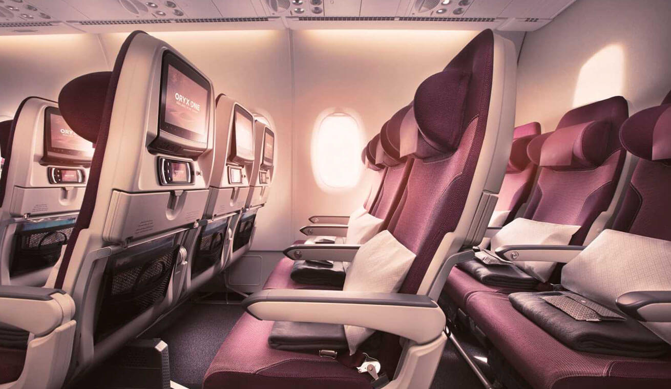 Image of Qatar Airways Airbus 380 economy class